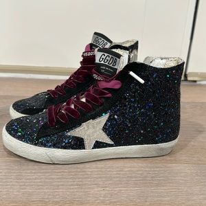 Golden Goose Mid Star Glitter Wing-Tip Sneaker - Size 35